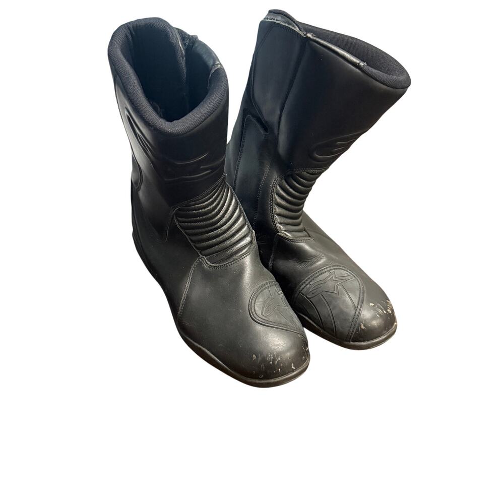 Alpinestars Black Leather Motorcycle Riding Boots Moto Racing Men’s Size 8 EU 42